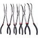 Carbon Steel Lengthened Jewelry Plier Sets Include 25°45°90°Curved Nose Pliers Long Reach Hose Grip Pliers Straight Needle Nose Pliers Black