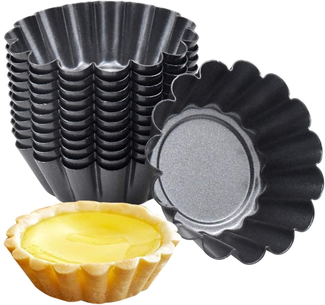 Carbon Steel Mini Tart pans, Egg Molds, Cupcake & Cheesecake Forms, Non-stick, Reusable Baking Tools.