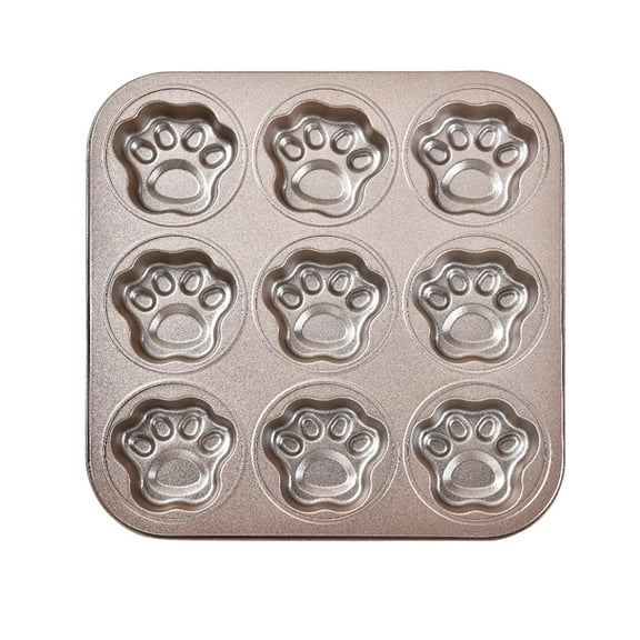 Carbon Steel Non-Stick 9-Cavity Cake Pan Animal Shape Baking Mold Rose Gold Finish Oven Safe Even Heating Easy Demolding Professional Bakeware