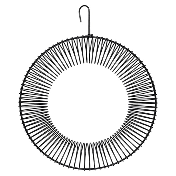Carbon Steel Peanut Bird Feeder With Hanging Hook Hanging Wreath Birdfeeders Rustproof & Weatherproof Peanut Ring Squirrels Food Container For Outdoor Birds Squirrels Feeding (Black)