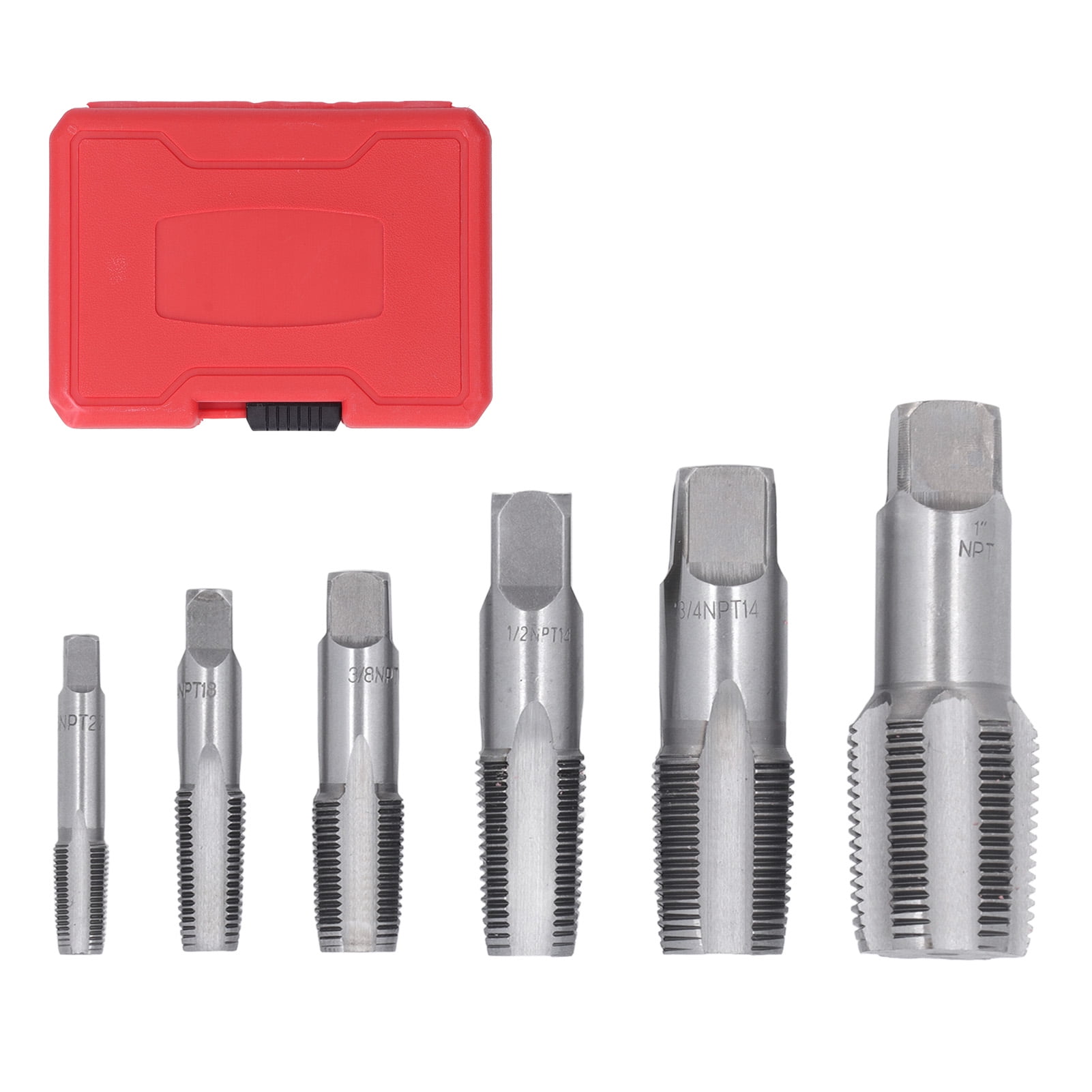 Carbon Steel Pipe Tap Kit, 6Pcs NPT Thread Tapping Tools for PVC Pipe