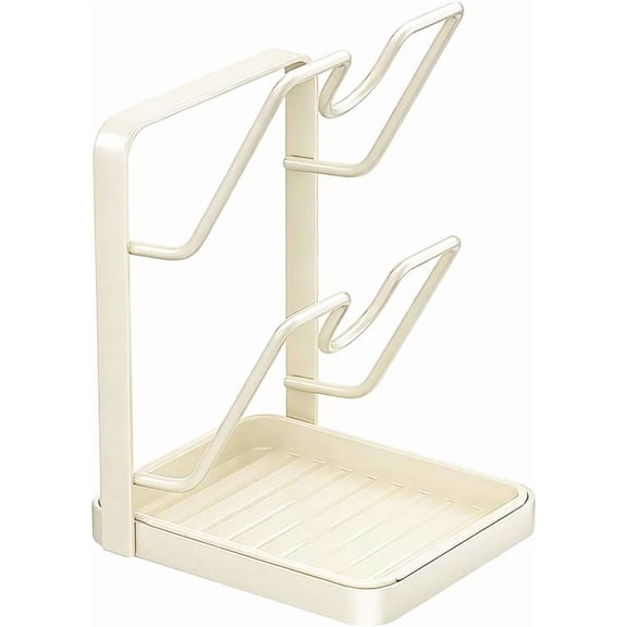 Carbon Steel Pot Lid Holder with Drip Tray, Multifunctional Spoon Rest Stand for Kitchen Counter, Rust-Resistant Organizer