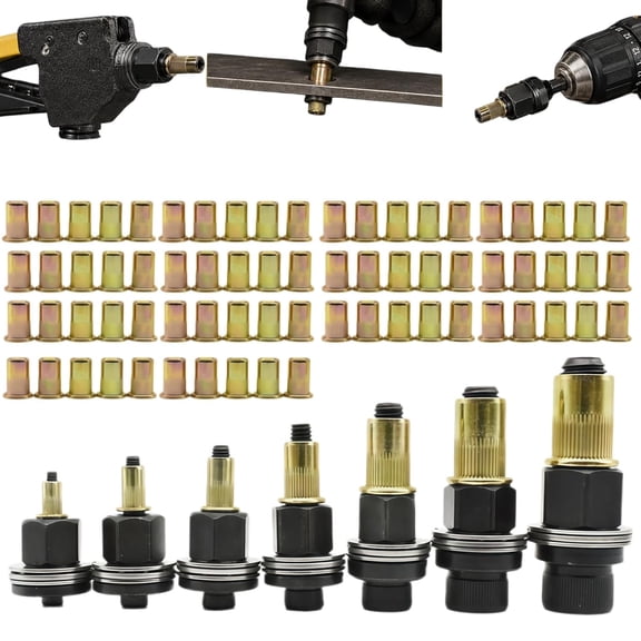 Carbon Steel Rivet Nut Set, Drill Hex Mandrel M3-M12 Automotive,M3-M12:1 | Carbon steel rivet nut tool set, hex mandrels M3-M12. Fits drills & hand tools. For auto, pipe & construction.