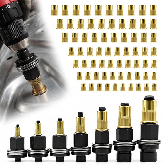 Carbon Steel Rivet Nut Tool Set, M3-M10/M12 Rivnut Mandrel Kit for Automotive Repair
