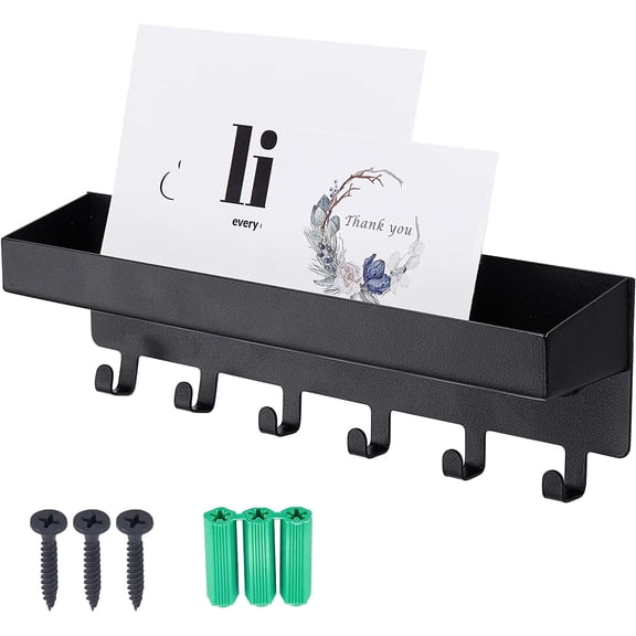 Carbon Steel Wall Mounted Hook Hangers Decorative Organizer Rack with 6 Hooks