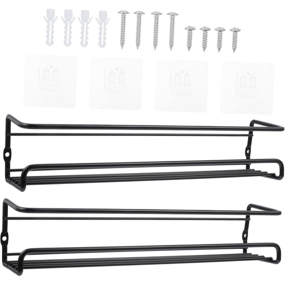 Carbon Steel Wall-Mounted Kitchen Spice Rack No-Drill Installation, Industrial Strength Metal Spice Organizer for Cabinet Door, Kitchen Storage & Organization(RL 11.4in Black 2 PCS)