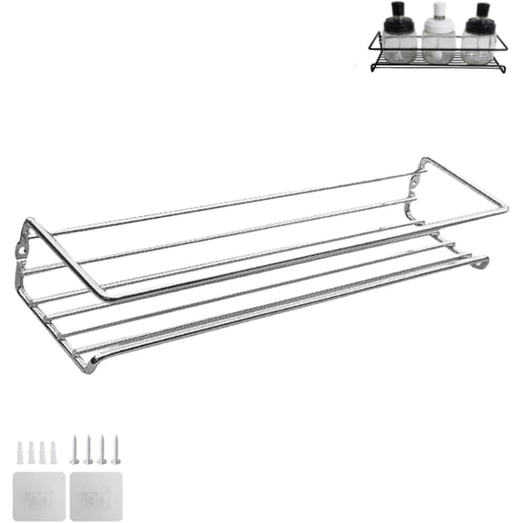 Carbon Steel Wall-Mounted Spice Rack, 29cm, No-Drill, Kitchen Hanging Condiments Storage, Space-Saving Organizer