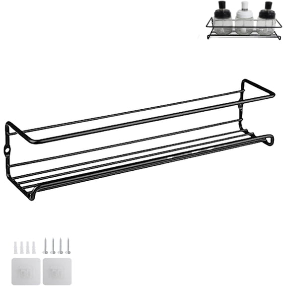 Carbon Steel Wall-Mounted Spice Rack, 29cm, No-Drill, Kitchen Hanging Condiments Storage, Space-Saving Organizer