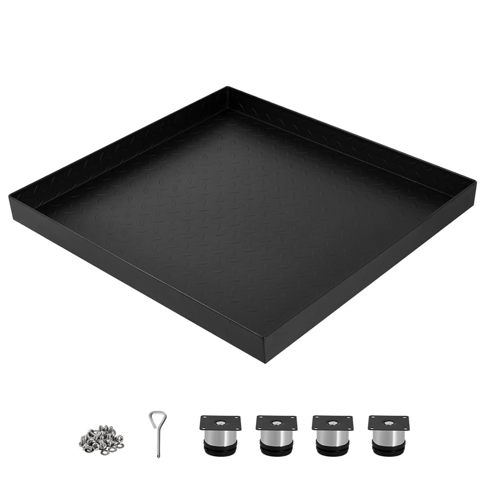 Carbon Steel Washing Machine Pan with 4 Anti-Vibration Feet, Rust-Free Water Damage Protection, Easy Install, Protects Floor From Water Damage Protection