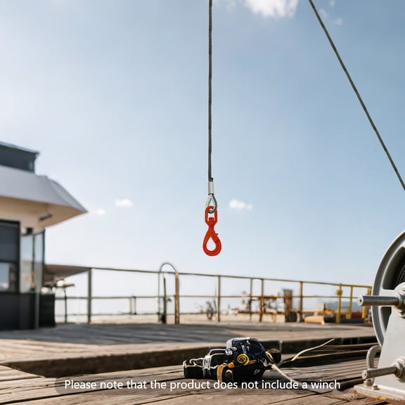 Carbon Steel Winch Cable 9/16"x50ft Wire Rope with Swivel Self-Locking Hook