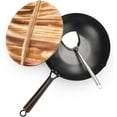 Carbon Steel Wok Pan with Lid, Flat Bottom Wok, Woks & Stir Fry Pans