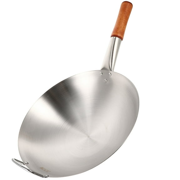 Carbon Steel Wok Silver Single Handle Open Flame Non-stick
