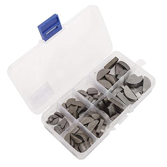 Carbon Steel Woodruff Key Selection Metal Locking Keys Multiple Size Woodruff Key Set 80pcs for Flywheels and Pulleys