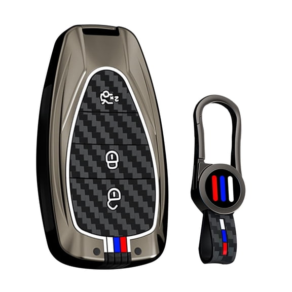 Carbon Texture Key Fob Protector for Chevrolet 3-Button Remotes Suitable for Volt, Bolt, Trax, Malibu, Blazer, Traverse, Seeker, Encore, Equinox, Trave, Captiva, Lacetti, Aveo (2016 onwards)