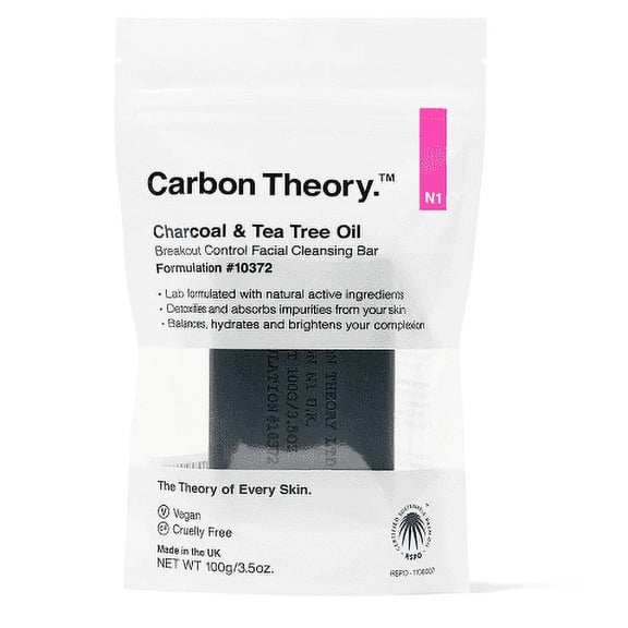 Carbon Theory Charcoal & Tea Tree Oil Breakout Control Facial Cleansing Bar 3.5oz