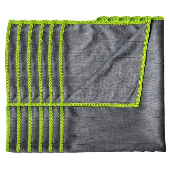 Carbon Tuff Cleaning Cloths Carbon Fiber Microfiber Glass Polishing 6PCS Green for Home Window Cars