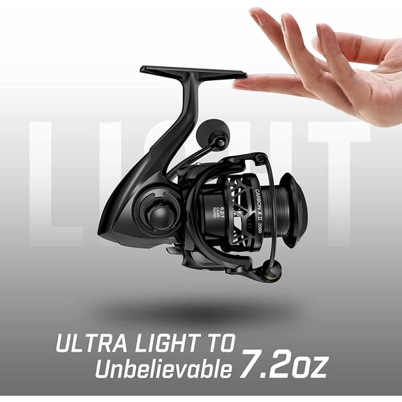 Carbon X II Spinning Reels, Light to 5.5oz, Upgrade Carbon Frame Rotor, 22LBs Max Drag, 10+1 Shielded BB, 6.2:1/5.2:1, Smooth Powerful Freshwater Saltwater Spinning Fishing Reel