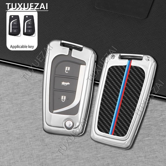 Carbon fiber pattern Car Key Cover For Toyota C 2/3 buttons key case CHR C-HR Prado Camry Avalon Prius Corolla RAV4 Avalon