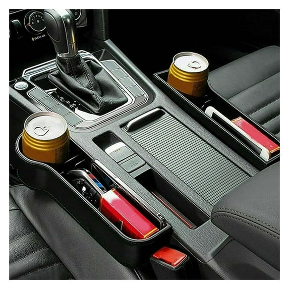 Carbon fiber pattern Car Side Seat Gap Filler Organizer, Auto Console Organizer Holds Phones, Keys, Cards, and Small Accessories, Durable Car SDivided into left side driver and right side passenger