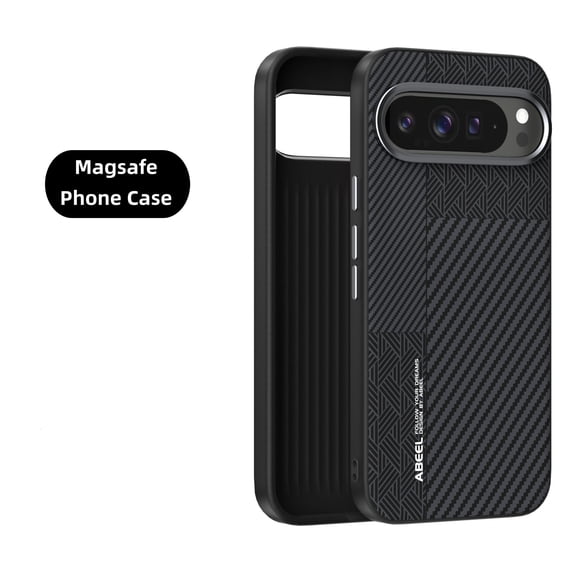 Carbon fiber pattern magnetic phone case for Google Pixel 9A 9 Pro XL MagSafe wireless charging anti-drop cover