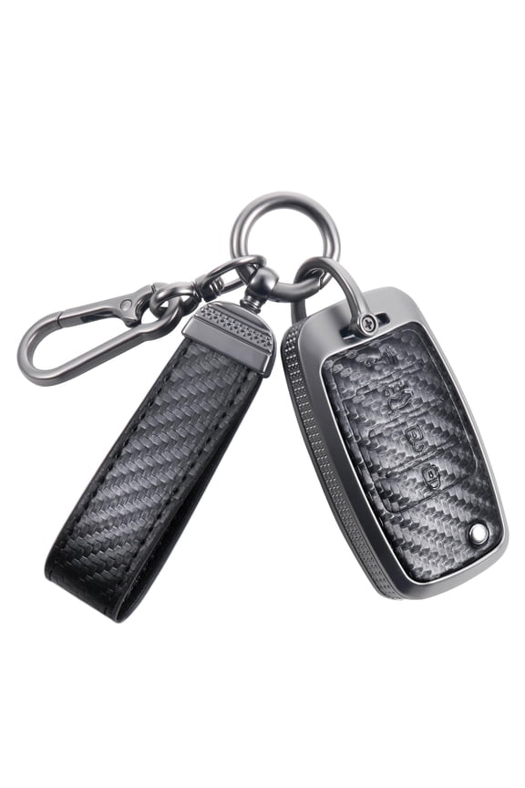 Carbon fiber texture key fob cover Compatible with Kia Sedona Rio Optima Soul Sportage Sorento Carens Flip Key, Zinc Alloy Key Case keychain