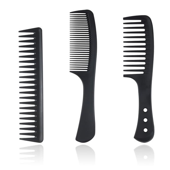 Carbon fiber wide tooth comb black styling comb with wet and dry hair styling combstyle:style1;
