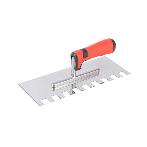 Carbon steel Notched Tile Trowel U Notch, Blade Masonry Hand For Wall Floor Tiling Installationn (red)