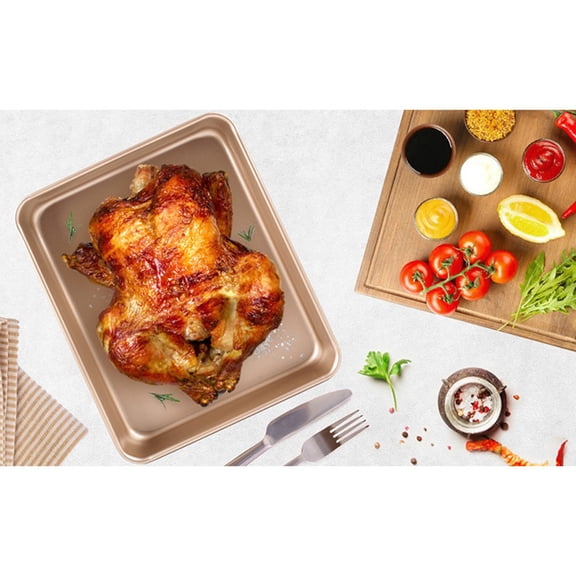 Carbon steel baking tray oven special tray rectangular non-stick plate 2pcs D Smile Home