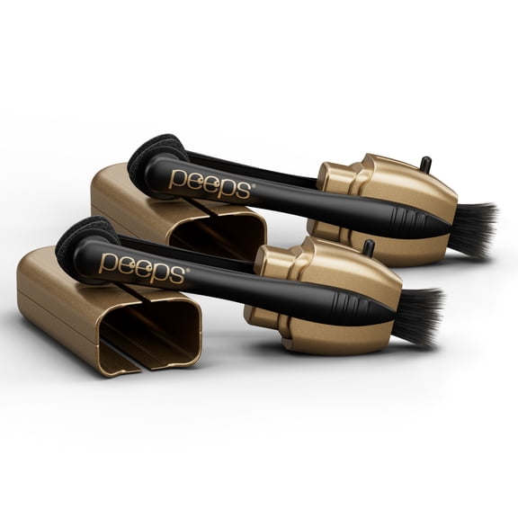 Peeps Lens Cleaner - Glasses Cleaning Tool with Brush - Portable & Reusable - Safe & Effective Carbon Microfiber - Leaves No Dust or Fingerprints - Streak Free - Electroplated Gold - 2 Count