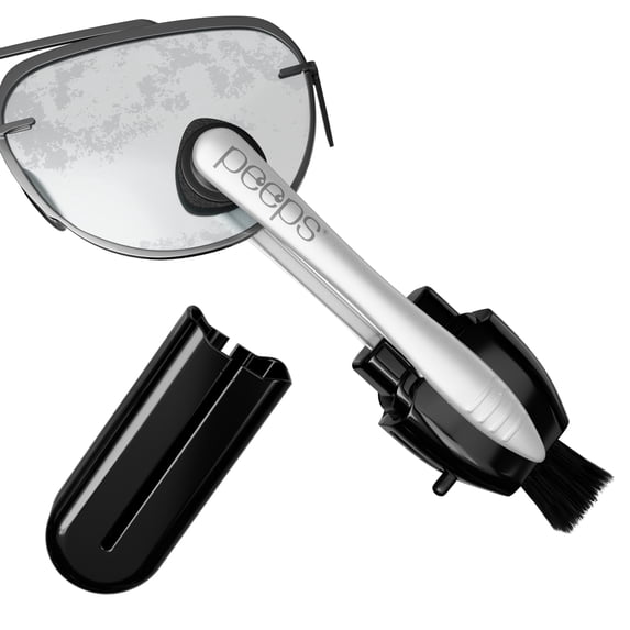 Peeps Lens Cleaner - Glasses Cleaning Tool with Brush - Portable & Reusable - Safe & Effective Carbon Microfiber - Leaves No Dust or Fingerprints - Streak Free - Injected Black - 1 Count