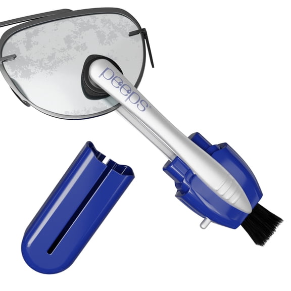 Peeps Lens Cleaner - Glasses Cleaning Tool with Brush - Portable & Reusable - Safe & Effective Carbon Microfiber - Leaves No Dust or Fingerprints - Streak Free - Injected Blue - 1 Count