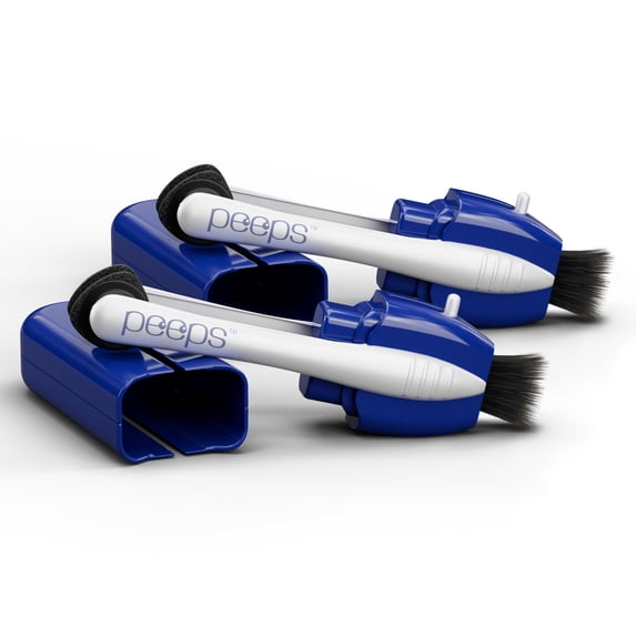 Peeps Lens Cleaner - Glasses Cleaning Tool with Brush - Portable & Reusable - Safe & Effective Carbon Microfiber - Leaves No Dust or Fingerprints - Streak Free - Injected Blue - 2 Count
