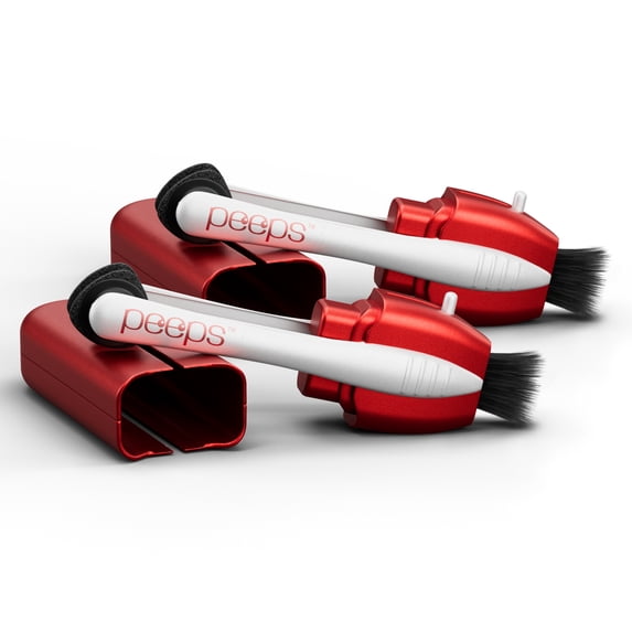 Peeps Glasses Cleaner - for Eyeglasses, Reading Glasses, and More - Lens Cleaner With Carbon Microfiber Tech - Soft Touch Red - 2 Count