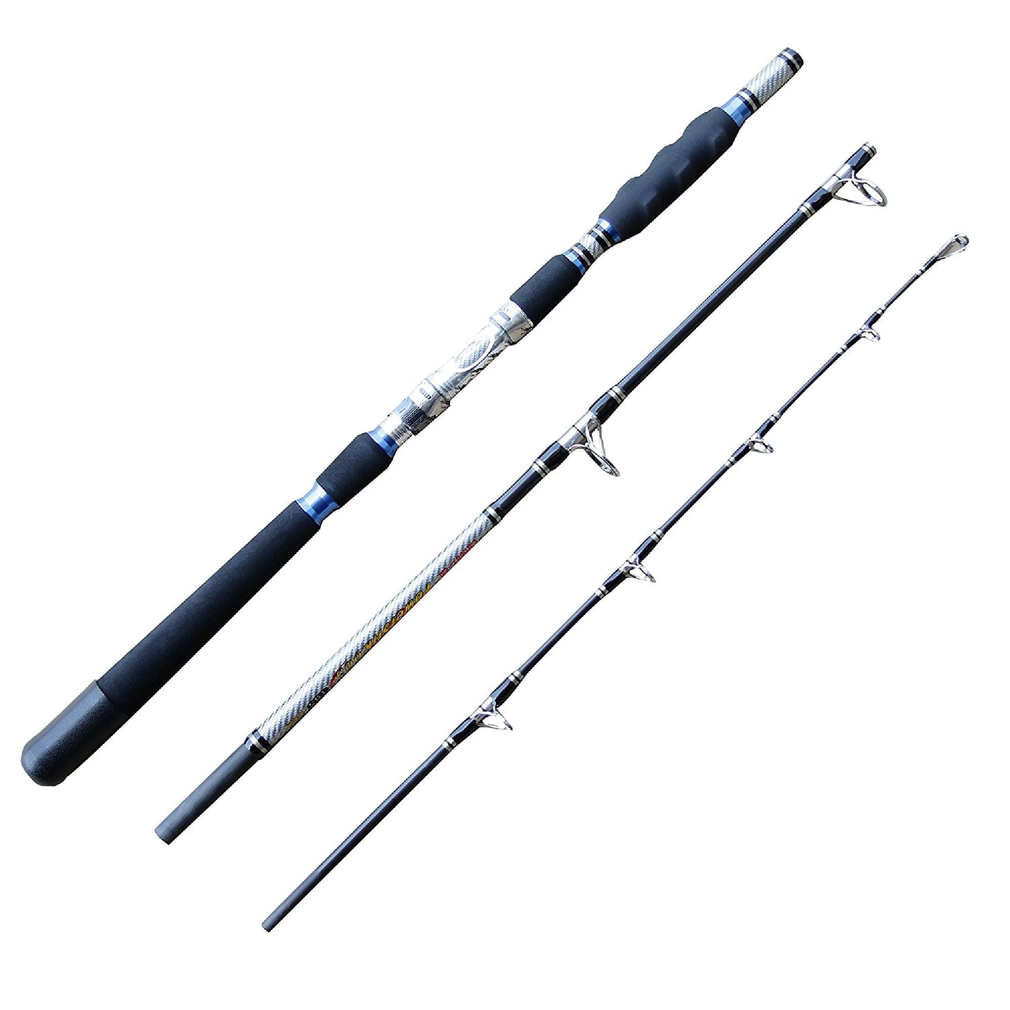 CarbonZeal 3-piece Carbon Fiber Portable Boat Fishing Rod Graphite Boat Rod, Saltwater Fishing Rod, Spinning Fishing Rod Fishing Pole