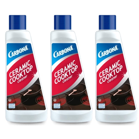 Carbona Ceramic Cooktop Cleaner | Grease & Burnt-On Food Remover | Non-Abrasive Formula | 16.8 Fl Oz, 3 Pack