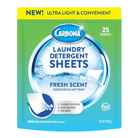 Carbona Laundry Detergent Sheets - Fresh Scent (1 Pack - 25 Sheets)