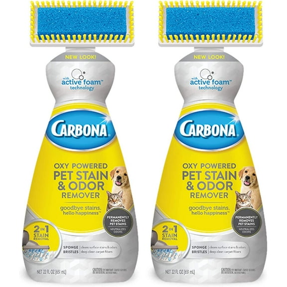 Carbona Oxy-Powered Pet Stain & Odor Remover w/ Active Foam Technology  22 Fl Oz, 2 Pack