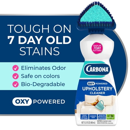 Carbona Oxy-Powered Upholstery Cleaner, Stain Remover with Brush & Sponge, 13.5 Oz