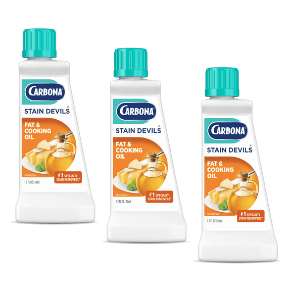 Carbona Stain Devils® #5 | Fat & Cooking Oil | Professional Strength Laundry Stain Remover | Multi-Fabric Cleaner | Safe Formula | 1.7 Fl Oz, 3 Pack