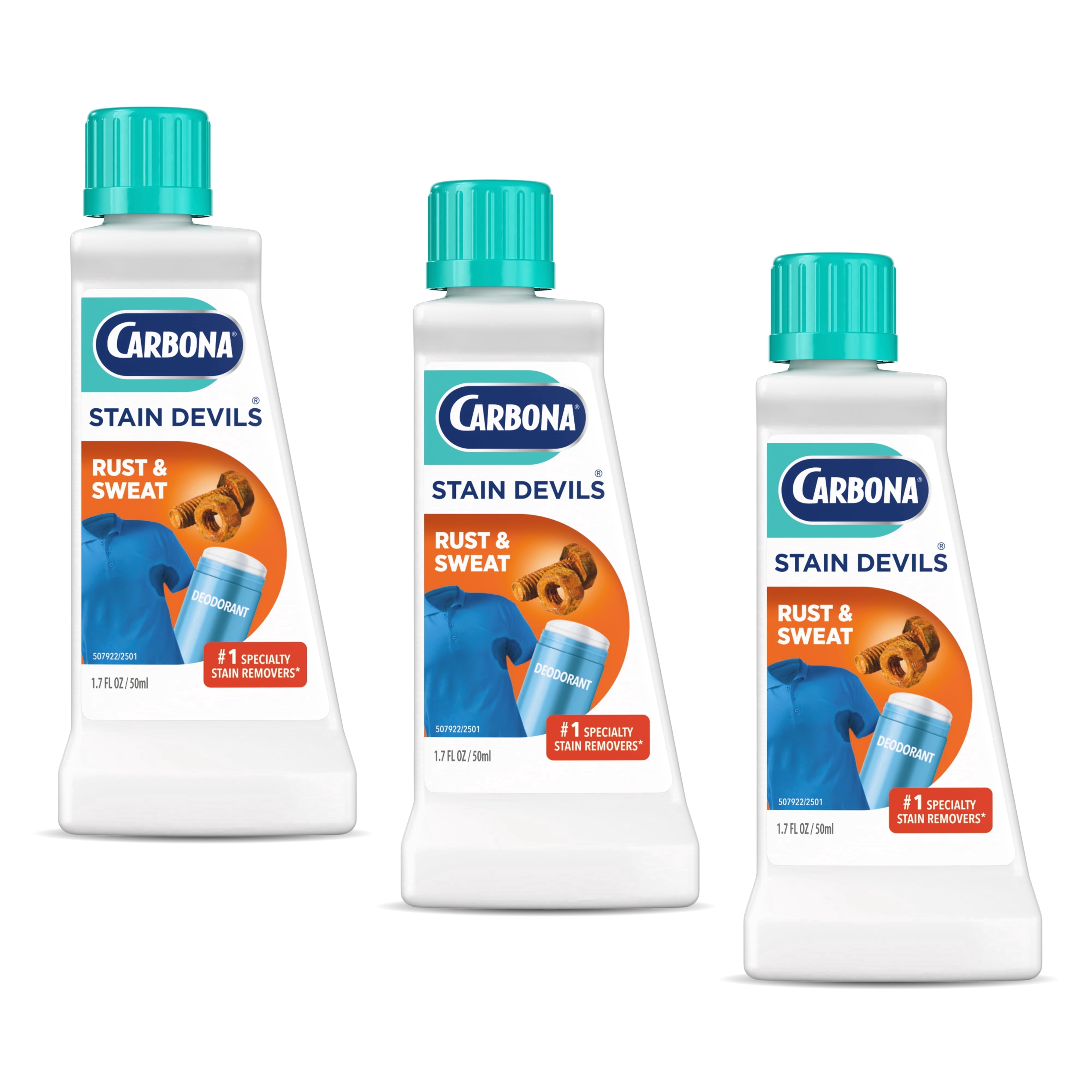 Carbona Stain Devils® #9 | Rust & Perspiration | Professional Strength Laundry Stain Remover | Multi-Fabric Cleaner | Safe On Skin & Washable Fabrics | 1.7 Fl Oz, 3 Pack