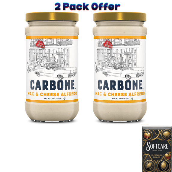 Carbone Mac & Cheese Alfredo Pasta Sauce, 15 oz ( Includes One Tissue Pack )