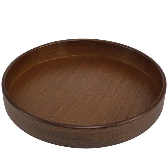 Carbonized Bamboo Round Serving Tray, Dark Brown Shallow Storage Platter, Multi Purpose Bamboo Tray for Coffee Table Kitchen Counter Bathroom Organizer