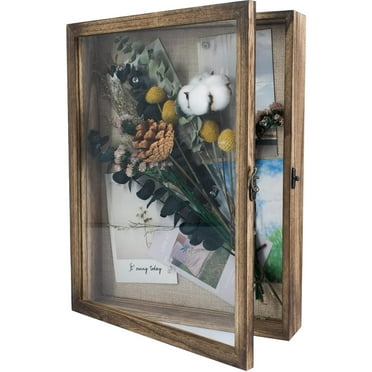 Carbonized Black Shadow Box Frame Real Glass Window Door with Hinge 11 x 14