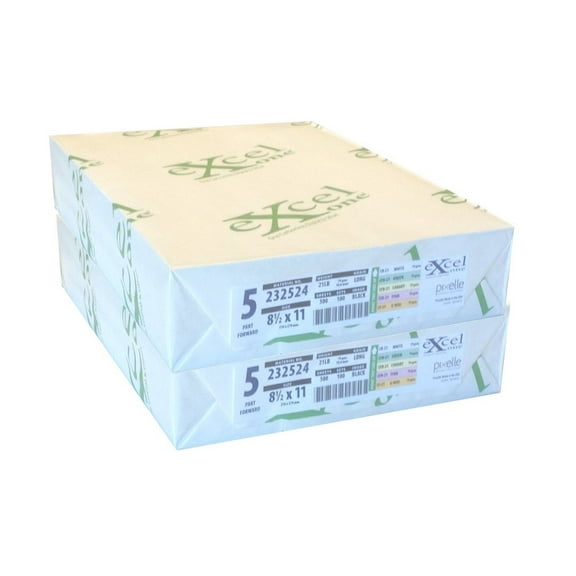 Carbonless 5-Part Fwd Paper (Wh/Gn/Yl/Pk/Go), 8.5" x 11", 100 Sets/Rm - 2 Reams