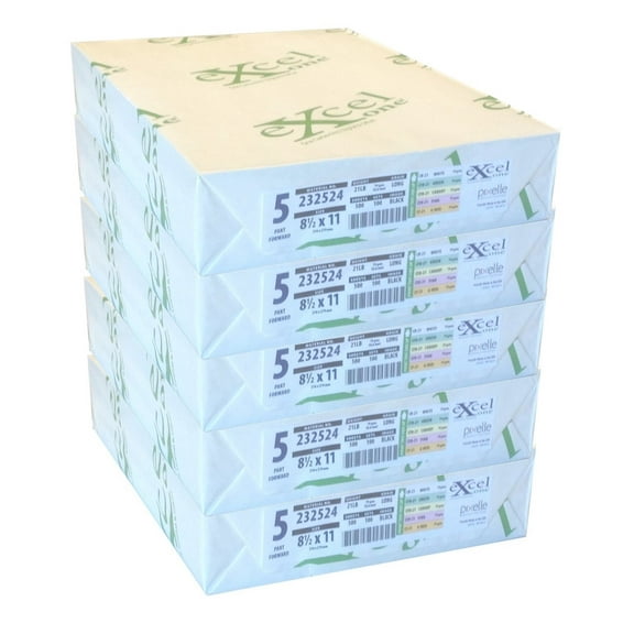 Carbonless 5-Part Fwd Paper (Wh/Gn/Yl/Pk/Go), 8.5 "x 11", 100 Sets/Rm - 5 Reams