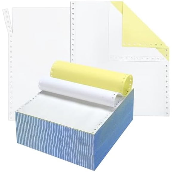 Carbonless Computer Paper 9.5 x 11-inch, 2-part 15 Lbs. 100 Bright, White/canary Computer Paper for Invoices Receipts and Work Orders, 1650-Sheets/CT$$Office
