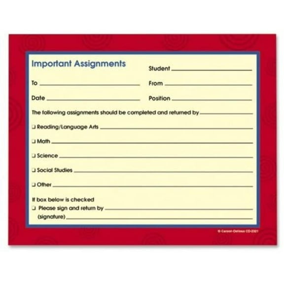 Carbonless Important Assignments Booklet [CD2321]