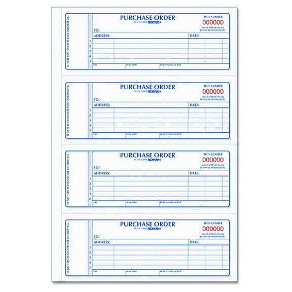 Carbonless Purchase Order Book, Numbered, 2.75 x 7 Inches, 400 Duplicate Sets (1L176)