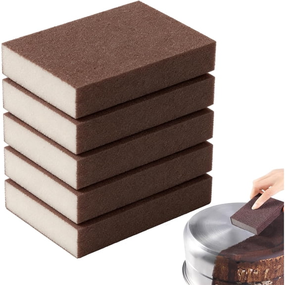 Carborundum Sponge, Steel Sponge for Pans, Mineral Sponge for Stainless Steel for Pots, Pans, Grill, Oven Racks & Sink Stains(5pcs)