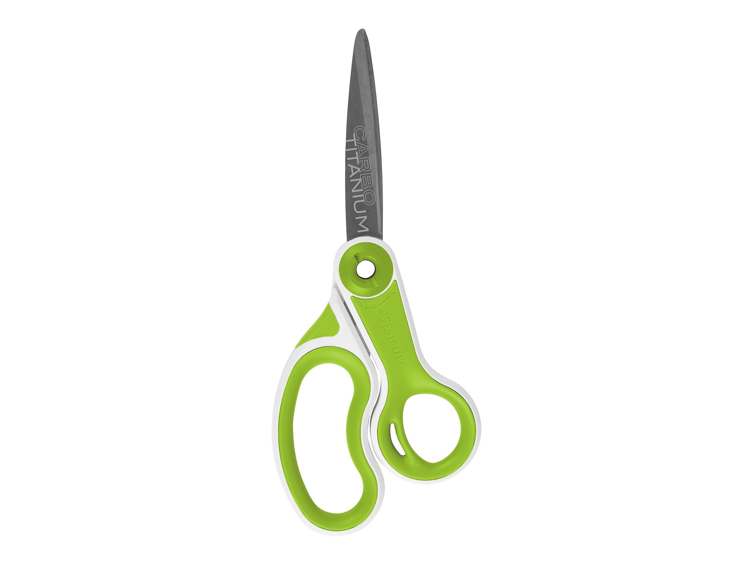 Carbotitanium Bonded Scissors, 8" Long, 3.25" Cut Length, White/green Bent Handle | Bundle of 5 Each